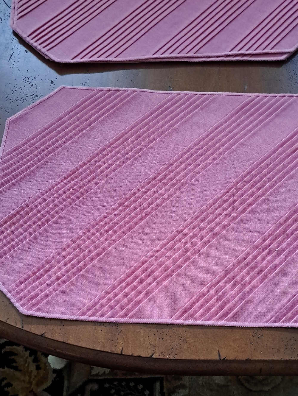 Pink Diagonal Ribbed Placemat Set Of 4 13"×18"